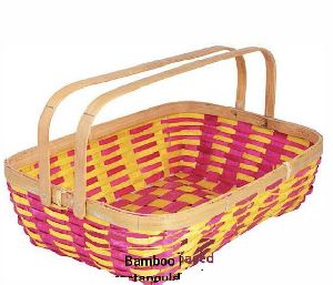 Double Handled Colored Rectangular Bamboo Basket