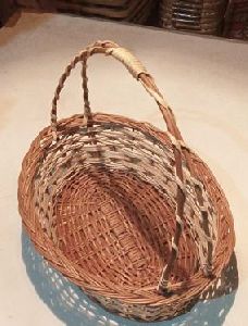 Oval Shaped Bamboo Basket with Handle