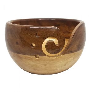 wooden yarn bowl