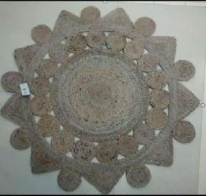 Brown Round Jalebi Jute Rug