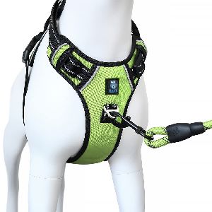 HANK 3M Reflective Dog Harness with 2 Leash Attachments | Neon Green