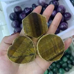 Tiger Eye Agate Coasters with Gold Rim
