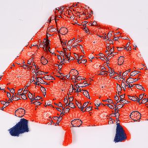 HAND BLOCK PRINTED COTTON MUL STOLES 22*72 INCH