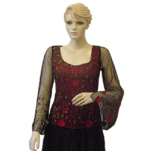 Ladies Embroidered Net Top