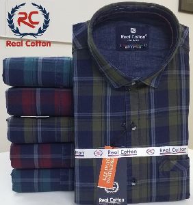 Real Cotton Multicolor Check Cotton Men Shirt