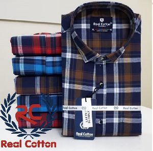 Real Cotton Men's Collar Neck Fancy Check Shirt