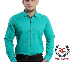 Real Cotton Mens Readymade Multicolor Filafil Plain Shirt