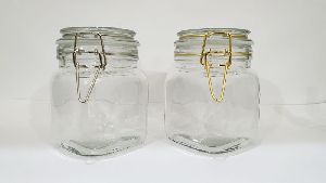 Clip Square Glass Jar