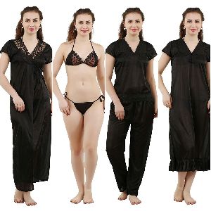 Mgrandbear satin nightwear combo 6 pcs set