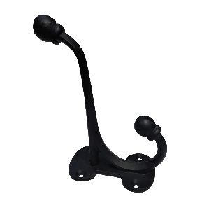 Lacquered Large cast Iron Harness Double Coat Hook