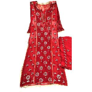 Red Embroidered Kurti