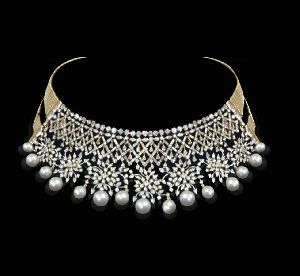 Diamond and Pearl Detachable  Necklace