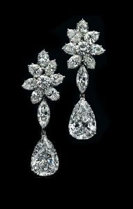 Diamond Hanging Pear Earrings