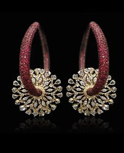 Diamond Ruby Polki Earrings