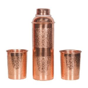 Copper Embossed Bottle Glass Set
