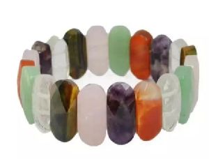 Mix Agate Faceted Stretchable Bracelet