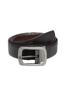Men Black &amp;amp; Brown Solid Leather Belt
