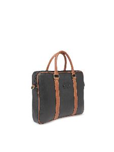 Unisex Black &amp;amp; Brown Colourblocked Laptop Bag