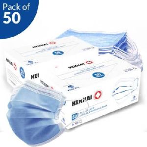 ZENIXIA Disposable 3 Ply Surgical Face Mask (Blue, Free Size, Pack of 50, 3 Ply)