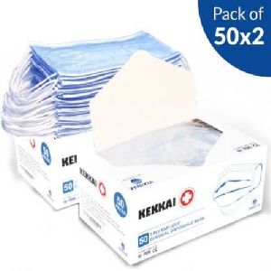 ZENIXIA Disposable 3 Ply Surgical Face Mask (Blue, Free Size, Pack of 100, 3 Ply)