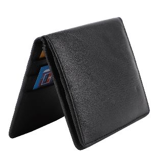 RFID Genuine Leather Bi-fold Wallet with Card Puller