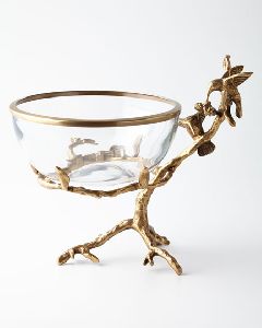 Glass Bowl with Brass Stand