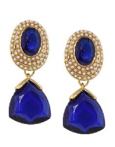 Blue Stone Pearl Earrings