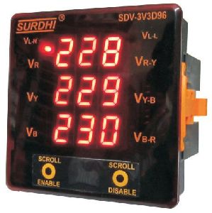 Three Phase Three Display Digital Voltmeter