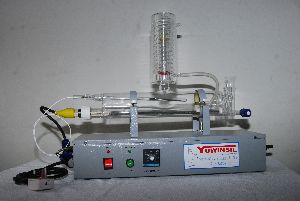 Composite Single Distiller Horizontal model with Quartz Boiler and Glass Condenser 5 and 6 LPH