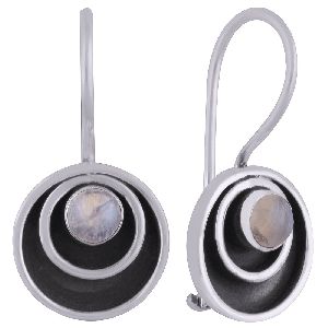 RAINBOW NATURAL GEMSTONE 925 STERLING SOLID SILVER ROUND CABOCHON STONE HANDMADE EARRINGS