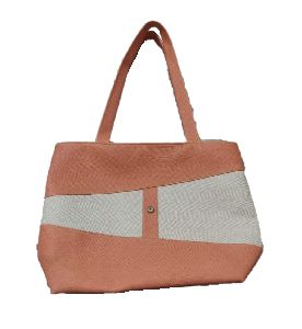 Threesters Rexine Gift Bag, Peach &amp;amp; White