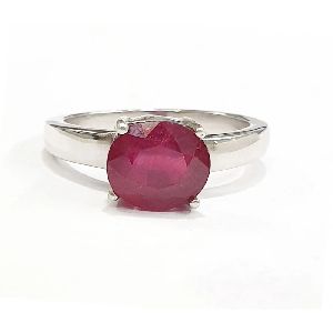 3ct 925 Silver Natural Certified Ruby Earth Mined Gemstone Ring