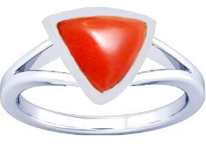 6.0ct 925 Silver Certified Italian Natural Red Coral Trillion Moonga Gemstone