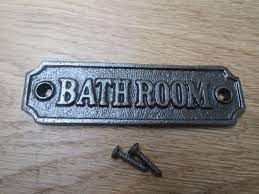 Cast Iron Bathroom Sign Plate