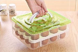 TALLIN 32 Grid Egg Box Double Layer for Kitchen Portable Outdoor Egg Box of Heavy ABS Plastic