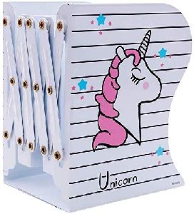 Unicorn Themed Retractable Foldable Metal Book Shelf, Holder, Bookend, Stand