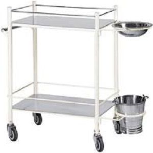 Dressing Trolley -S.S- 2 Shelves With Bucket And Basin &amp;ndash; 27 X 18 X 35
