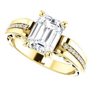 Emerald Radiant Cut Moissanite Engagement Ring