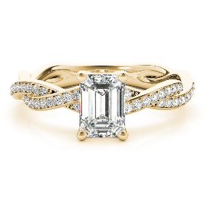 Gold Multi Row Emerald Shape Diamond Engagement Ring