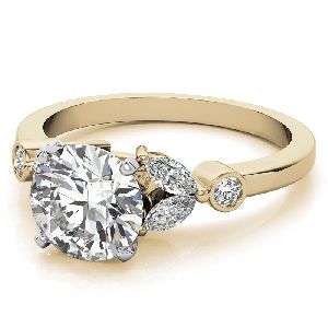 Round & Marquise Moissanite Engagement Ring