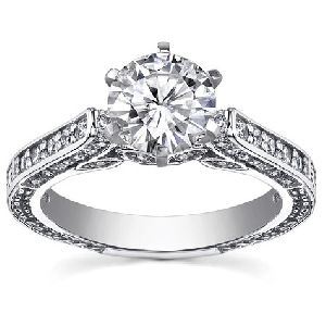Round Moissanite Antique Style Engagement Ring
