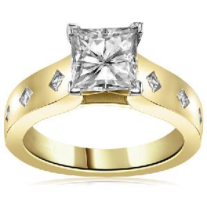 Square Brilliant Moissanite Cathedral Engagement Ring
