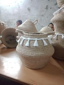 Jute Basket with Tassels