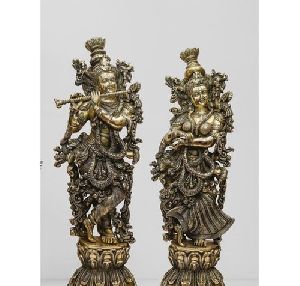 Brass Radha Krishna Statue Set