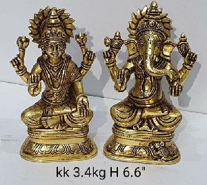 Laxmi Ganesh Brass Statue Set