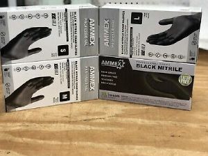 AMMEX Black Nitrile Gloves Powder Free