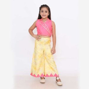 Girls Embroidered Top With Palazzo Pant