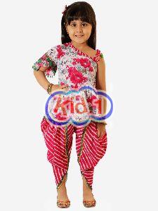 Girls Mira Frilly Sleeves Peplum Top with Dhoti