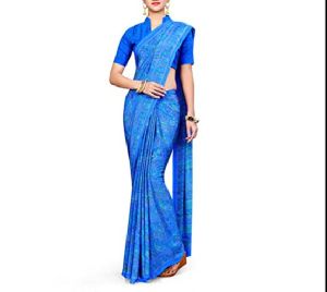 Uniform Sarees Corp Women's Polyester Italian Silk Crepe Industrial Saree  with Blouse (Wine; Green) : Amazon.in: Fashion