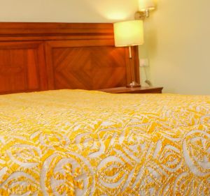 Yellow Leheriya Applique Bedcover